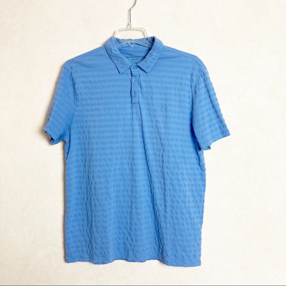 John Varvatos Short Sleeve Polo Shirt Blue Size L